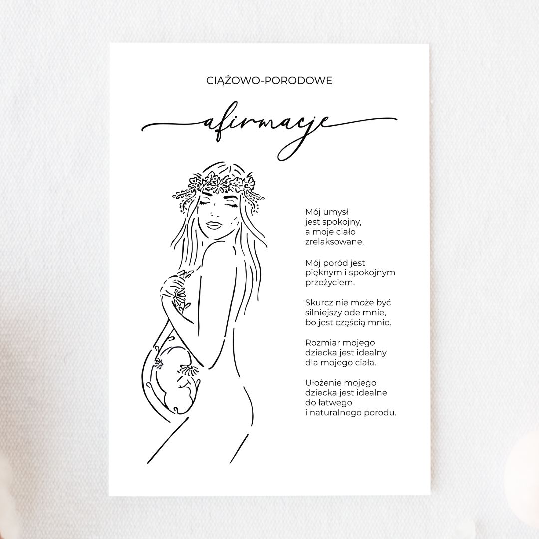 Plakat do druku - Afirmacje ciążowo-porodowe 2
